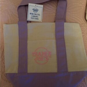 Mini Pastel Canvas Tote Bag - Lavender and Cream